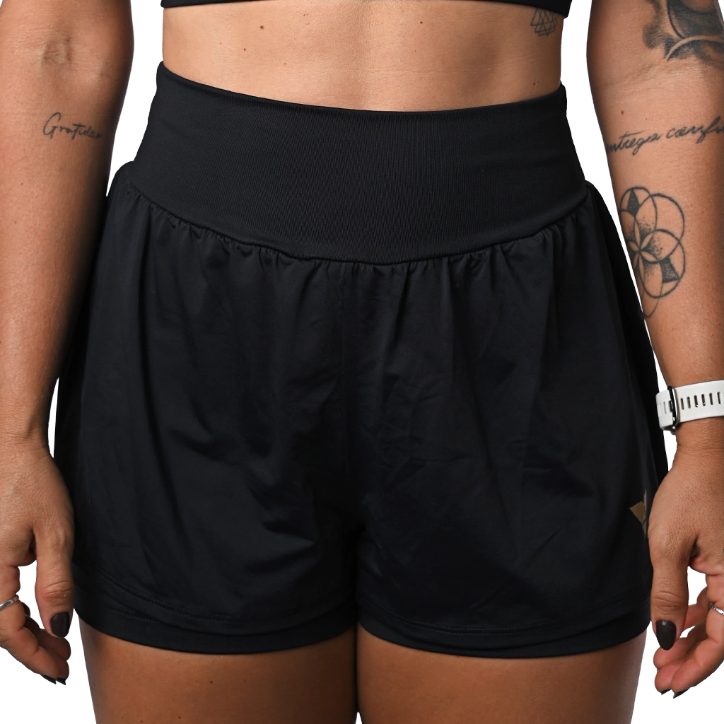 Short Duplo Confort - Preto e Dourado