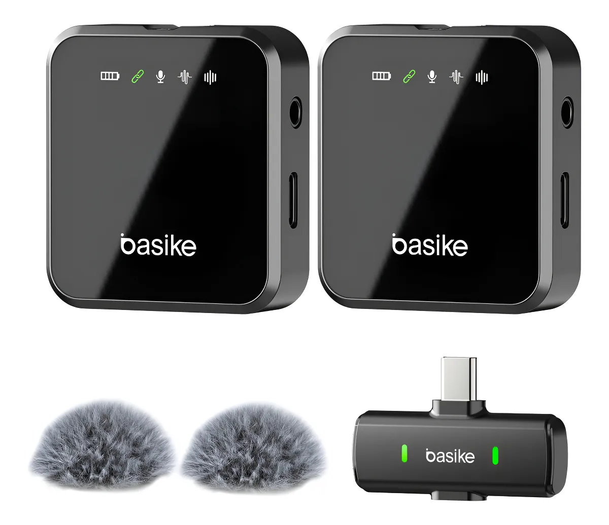 Basike Microfone Lapela Anti Ruido Duplo Magnético Sem Fio Clipe iPhone Tipo L Profissional