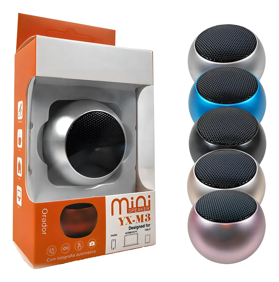 Mini Caixa De Som Bolinha 3w Bluetooth Tws Super Potente Cor Preto