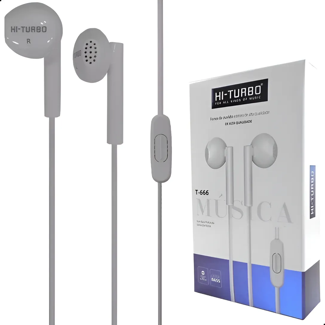 Fone De Ouvido Com Fio Estereo Microfone Integrado Hi-Turbo t-616 Cor Branco