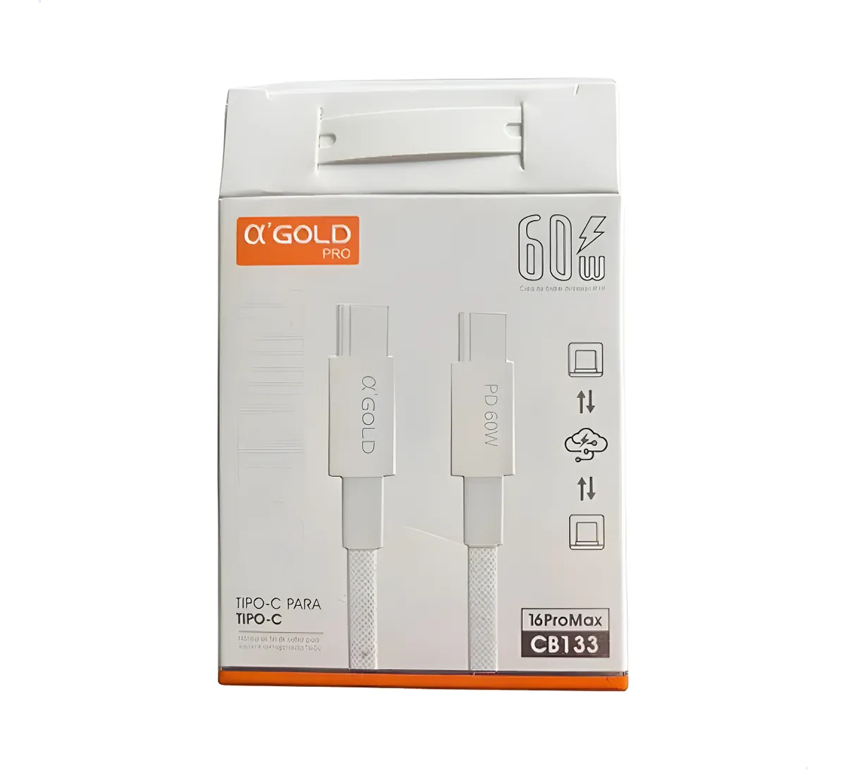 Cabo Type-c Para Type-c 1m 60w Agold Cb133 - Branco